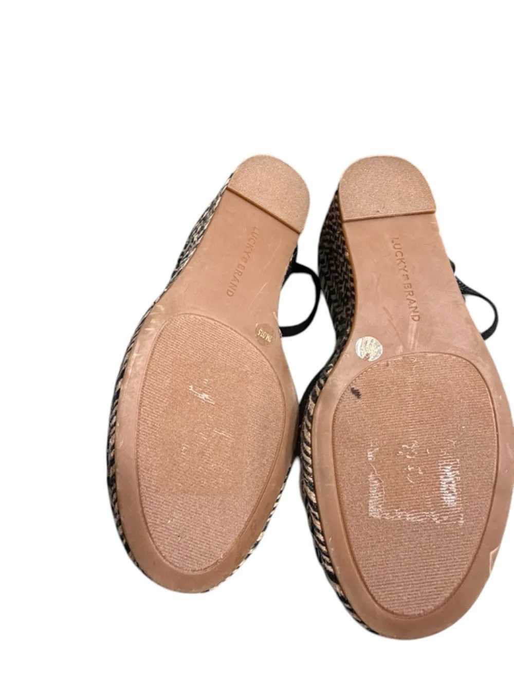 Lucky Brand Black Crisscross Wedge Sandals
